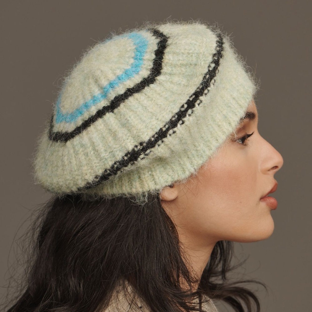 🆕 BY ANTHROPOLOGIE Minty Graphic Knit Beret